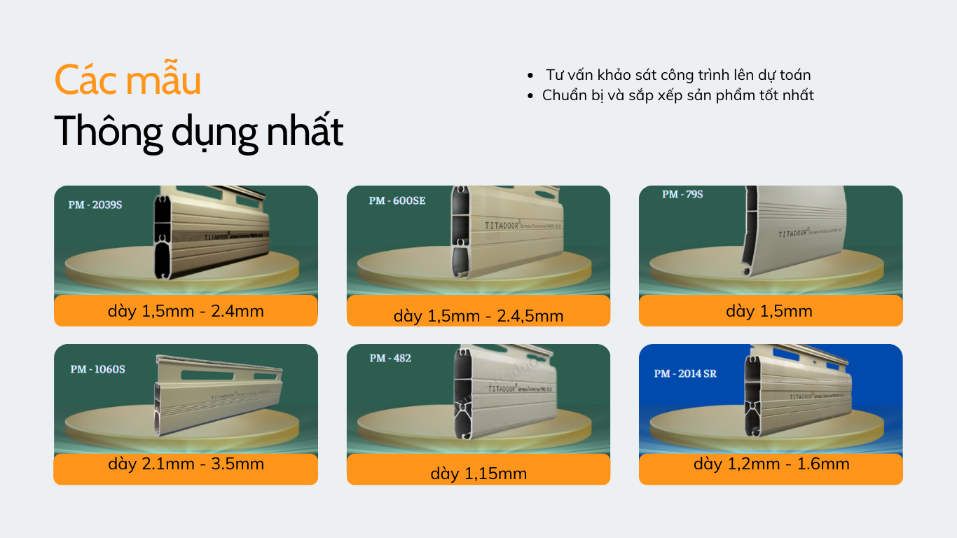 mẫu cửa cuốn thông dụng titadoor